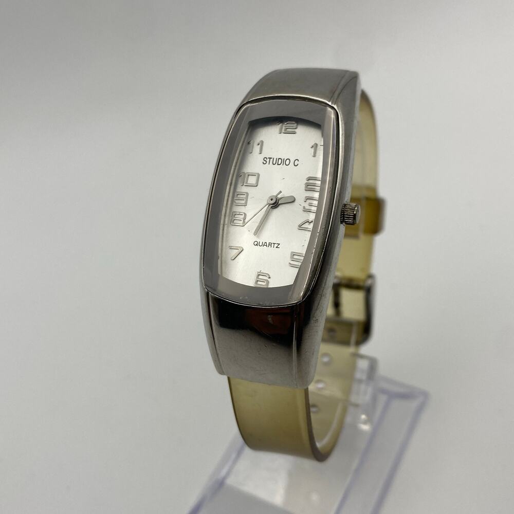 Studio C Silver Tone Stainless Steel Silicone Watch  Working New Battery